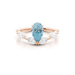Prong Set Aqamarine Engagement Ring