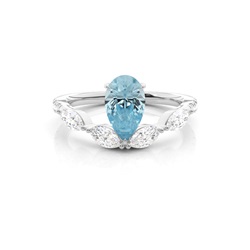 Prong Set Aqamarine Engagement Ring