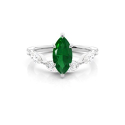 Prong Set Emerald Engagement Ring
