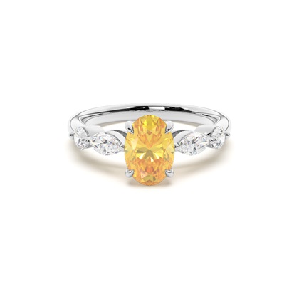 Yellow Diamond Side Stone Engagement Ring