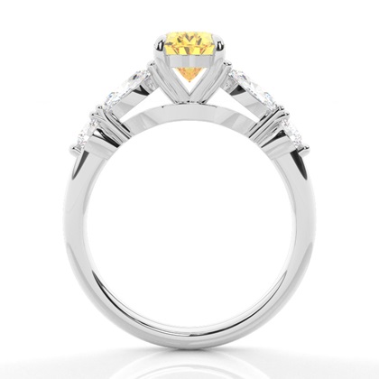 Yellow Diamond Side Stone Engagement Ring