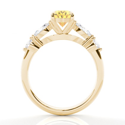 Verlobungsring mit gelbem Diamant und seitlichem Stein