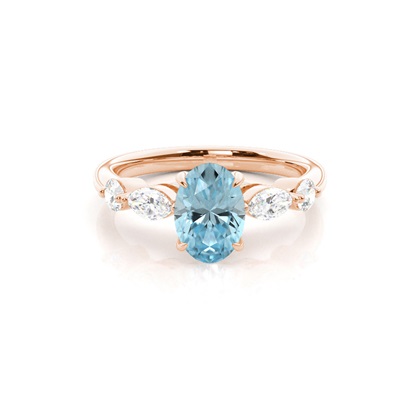 Prong Set Aqamarine Engagement Ring