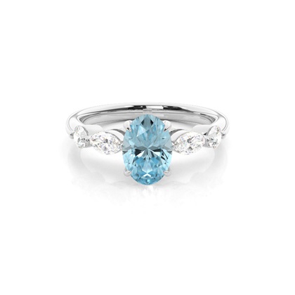 Prong Set Aqamarine Engagement Ring