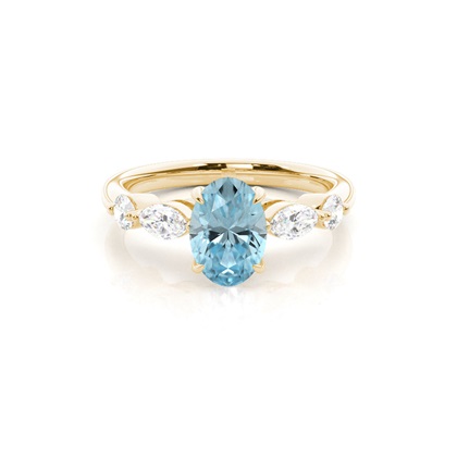 Prong Set Aqamarine Engagement Ring