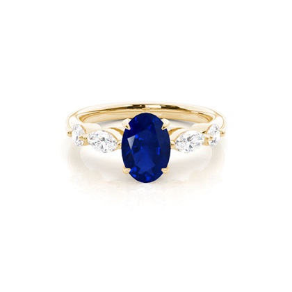Oval Yellow Gold Gemstone Diamond Engagement Rings