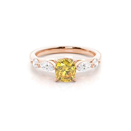 Yellow Diamond Side Stone Engagement Ring