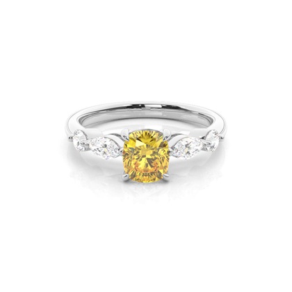 Yellow Diamond Side Stone Engagement Ring