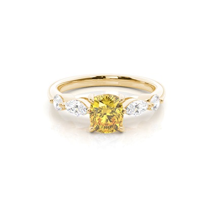 Yellow Diamond Side Stone Engagement Ring