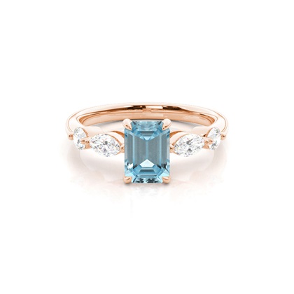 Prong Set Aqamarine Engagement Ring