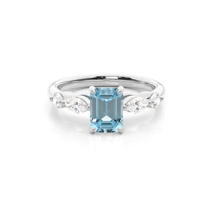 Prong Set Aqamarine Engagement Ring