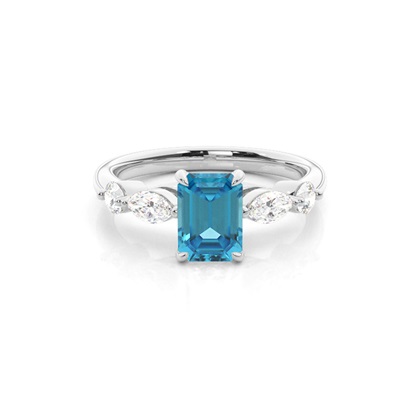 Prong Set Blue Topaz Engagement Ring