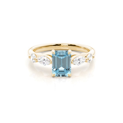 Prong Set Aqamarine Engagement Ring