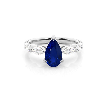 Pear Sapphire Diamond Engagement Rings