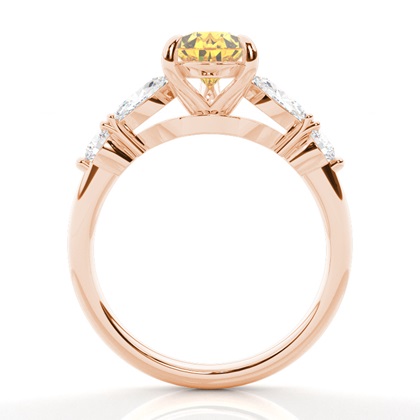 Verlobungsring mit gelbem Diamant und seitlichem Stein