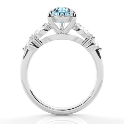 Krappenbesetzter Aquamarin-Verlobungsring