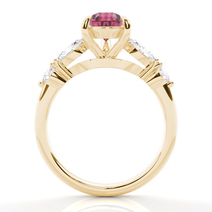 Krappenbesetzter rosa Turmalin-Verlobungsring