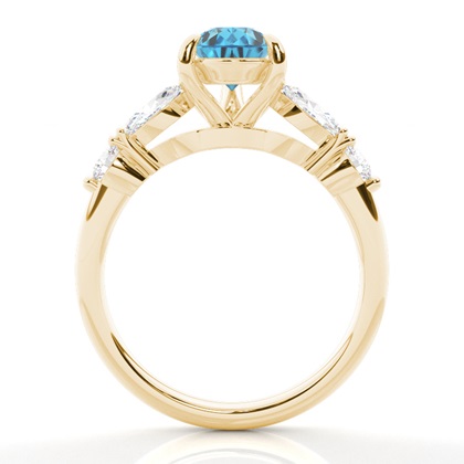 Verlobungsring mit blauem Topas in Krappenfassung