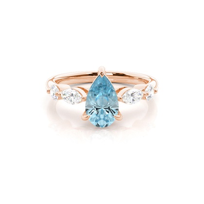 Prong Set Aqamarine Engagement Ring