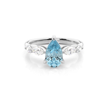 Prong Set Aqamarine Engagement Ring