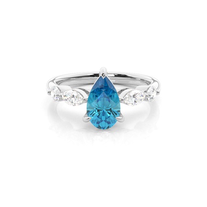 Prong Set Blue Topaz Engagement Ring