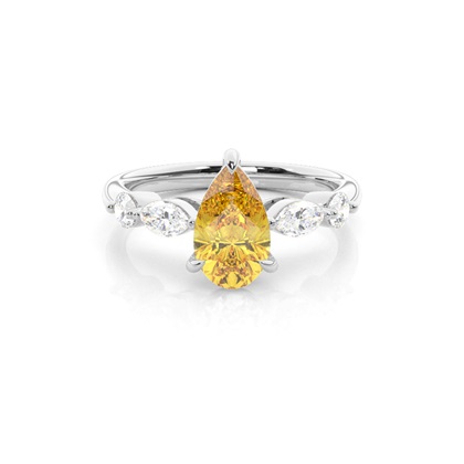 Yellow Diamond Side Stone Engagement Ring