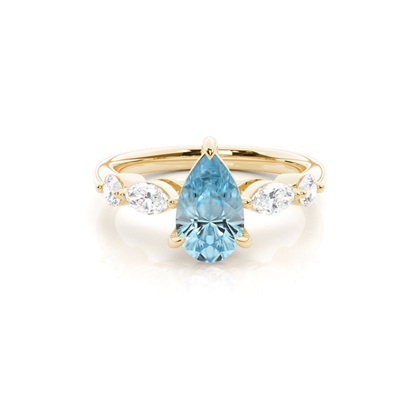 Prong Set Aqamarine Engagement Ring