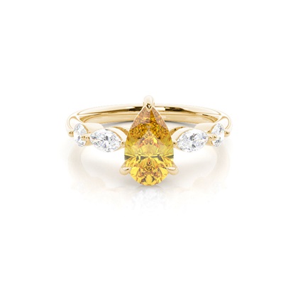 Yellow Diamond Side Stone Engagement Ring