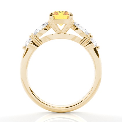 Verlobungsring mit gelbem Diamant und seitlichem Stein