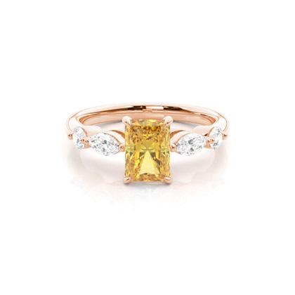 Yellow Diamond Side Stone Engagement Ring