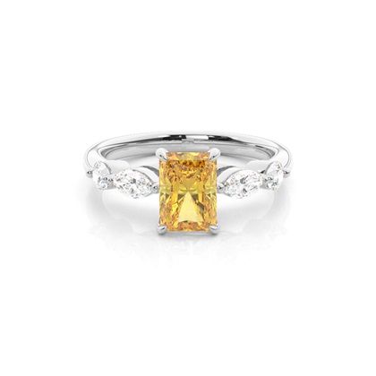Yellow Diamond Side Stone Engagement Ring