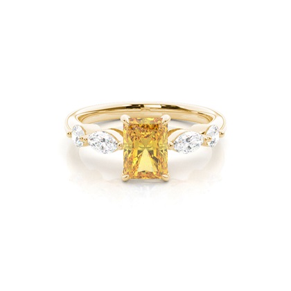 Yellow Diamond Side Stone Engagement Ring