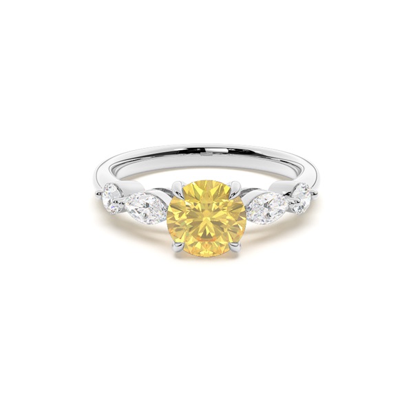 Yellow Diamond Side Stone Engagement Ring