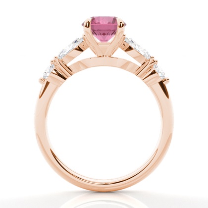 Krappenbesetzter rosa Turmalin-Verlobungsring