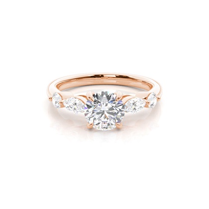 Round Rose Gold Side Stone Diamond Engagement Rings