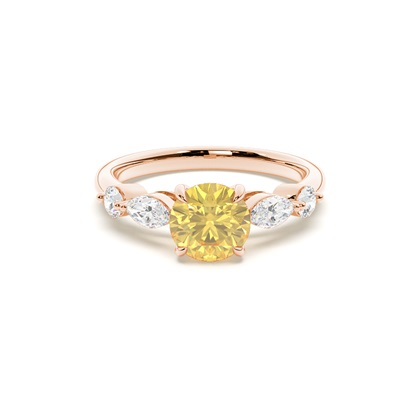 Yellow Diamond Side Stone Engagement Ring