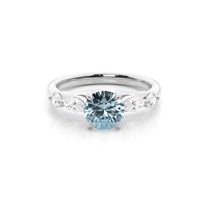 Prong Set Aqamarine Engagement Ring