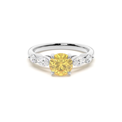 Yellow Diamond Side Stone Engagement Ring
