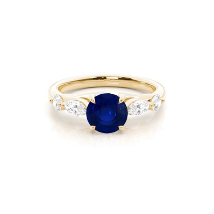 Round Yellow Gold Gemstone Diamond Engagement Rings