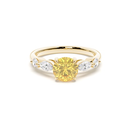 Yellow Diamond Side Stone Engagement Ring