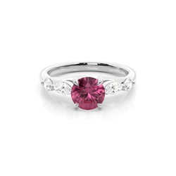 Krappenbesetzter rosa Turmalin-Verlobungsring