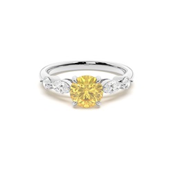 Yellow Diamond Side Stone Engagement Ring