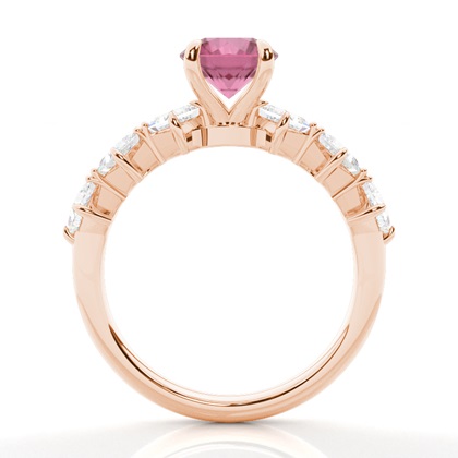 Krappenbesetzter rosa Turmalin-Verlobungsring