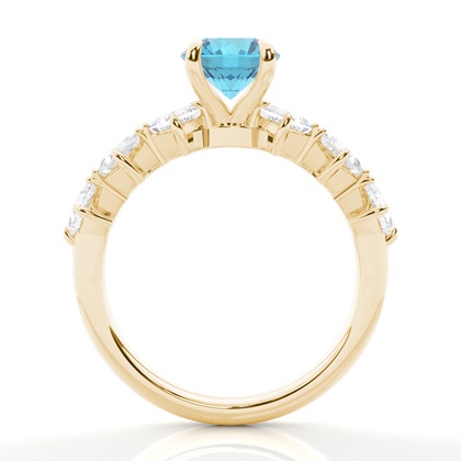 Verlobungsring mit blauem Topas in Krappenfassung