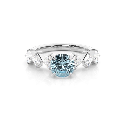 Prong Set Aqamarine Engagement Ring