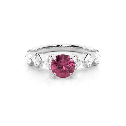 Prong Set Pink Tourmaline Engagement Ring