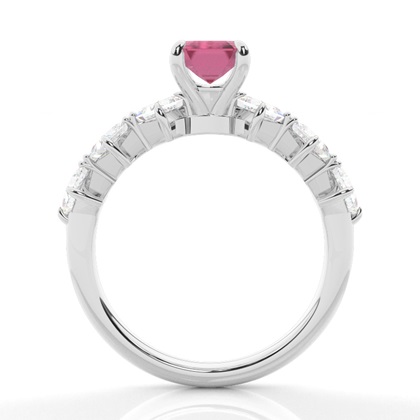 Krappenbesetzter rosa Turmalin-Verlobungsring