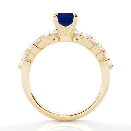 Verlobungsring mit blauem Saphir in Krappenfassung