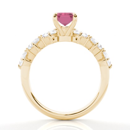 Krappenbesetzter rosa Turmalin-Verlobungsring