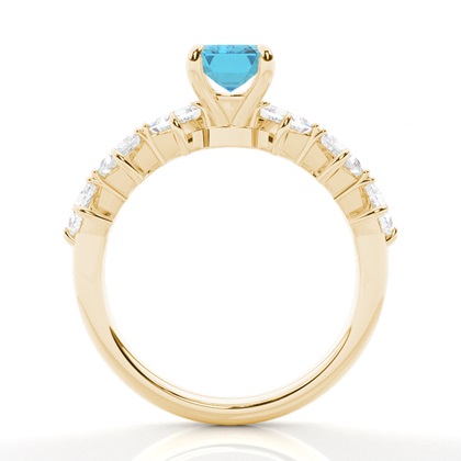 Verlobungsring mit blauem Topas in Krappenfassung